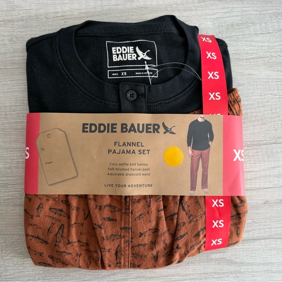 Lucky Brand Other - Eddie Bauer Men's 2-Piece Fish Printed Flannel Pajama Set Size XS
